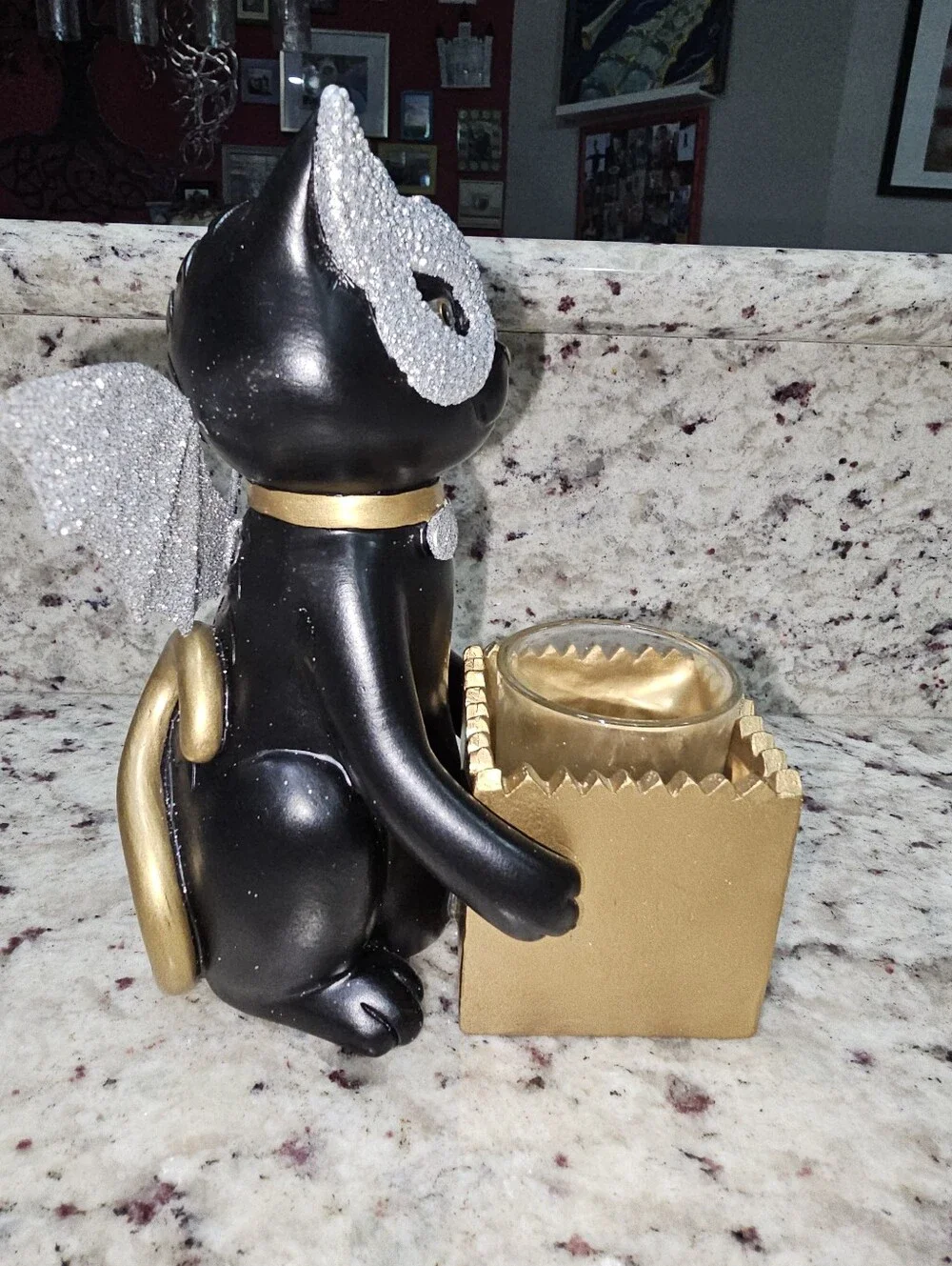 Yankee Candle Trick Or Treat Sparkle Black Cat In Costume Votive Holder 7